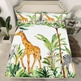 thumbnail image 2 of Castle Fairy Kids Giraffe Zebra Elephant 3pcs Twin Sheet Sets,Jungle Animal Twin Fitted Sheet,Woodland Wildlife Breathable Flat Sheet,Luxury Bedroom Decor, 2 of 7