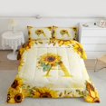 thumbnail image 4 of jejeloiu Letter A Monogrammed Bedding Comforter Set,Rustic Flower Print Twin Comforter Sets,Retro Yellow Sunflower Bedding Set For Child,Microfiber Room Decorative Reversible,2 Pieces, 4 of 8