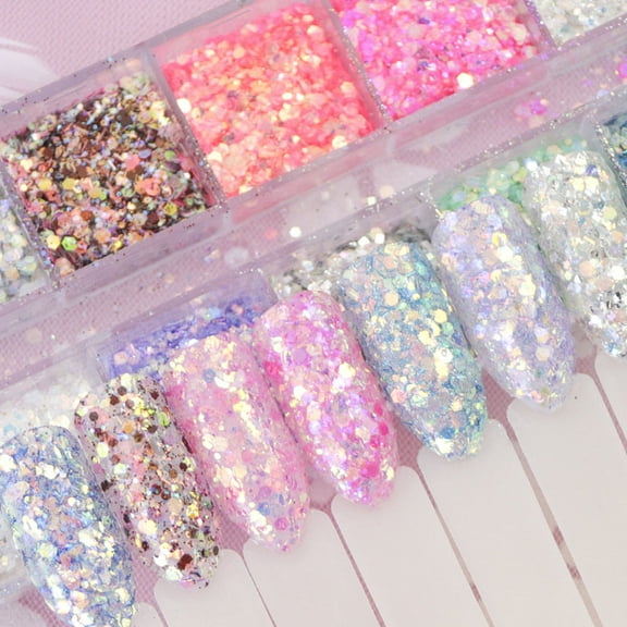 LOLIPPYY Assorted Color Candy Manicure Glitter Sequins Nail Stickers for Elegant Nail Art Decor