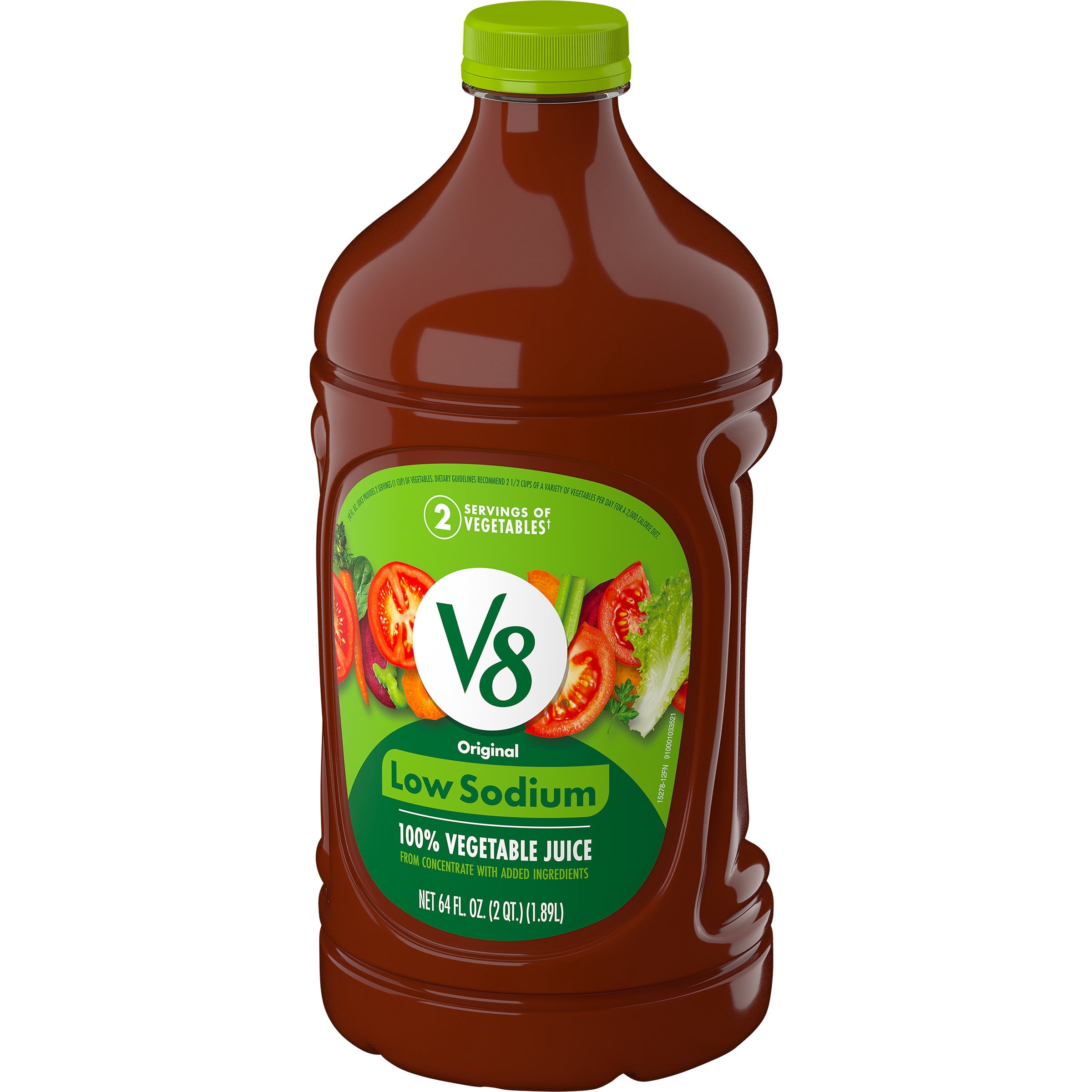 (2 pack) V8 Low Sodium Original 100% Vegetable Juice, 64 fl oz Bottle