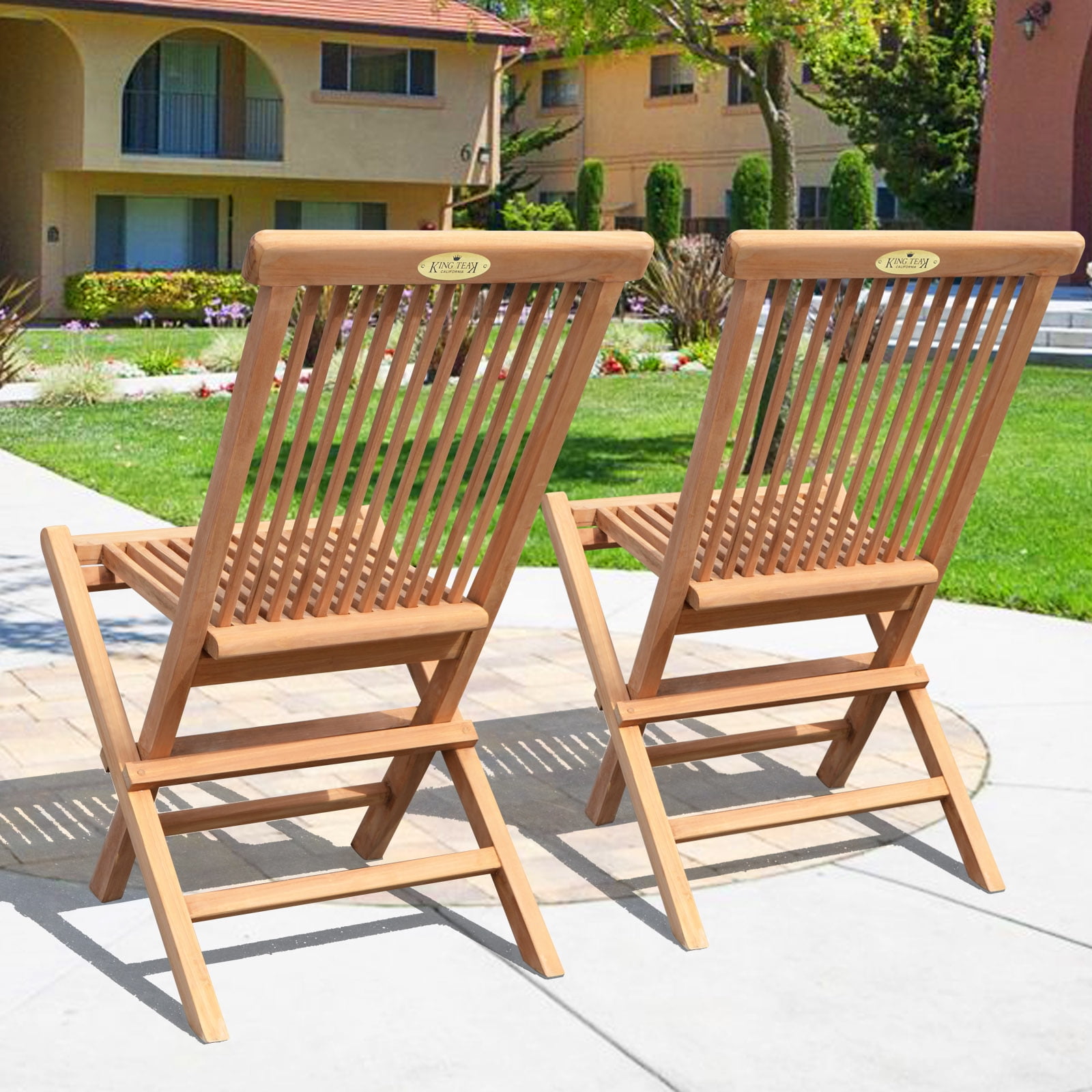 Sunrise Golden Teak Wood Folding Chair Set, 2 PC Folding Chair for Patio, Garden and Yard