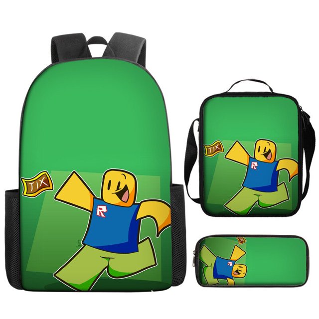 Traje de tres piezas para estudiantes y niños, bolso con cremallera, mochila Roblox, bolso de hombro, estuche para lápices, regalo