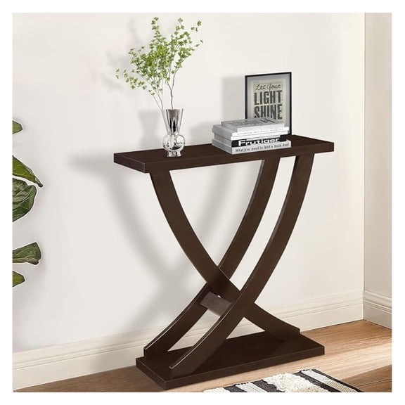 31" Small Console Table, Rustic Entryway Table with Curved Intersecting Legs, Wood Narrow Accent Sofa Table for Hallway, Entrance, Living Room, Small Space, Espresso