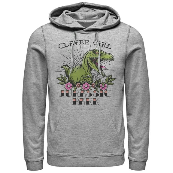 Men's Jurassic Park Clever Girl Tattoo Pull Over Hoodie Athletic Heather Medium