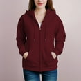 thumbnail image 4 of Women's Zipper Hoodie Cotton Blend Hooded Pocket Sweatshirt 11 Colors, 4 of 12