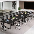 thumbnail image 4 of 8FT Large Conference Table For 10 People Industrial Rectangular Meeting Table With 2 Cable Grommets Sturdy MDF Metal Frame For Home Office Studio Business (Black), 4 of 9