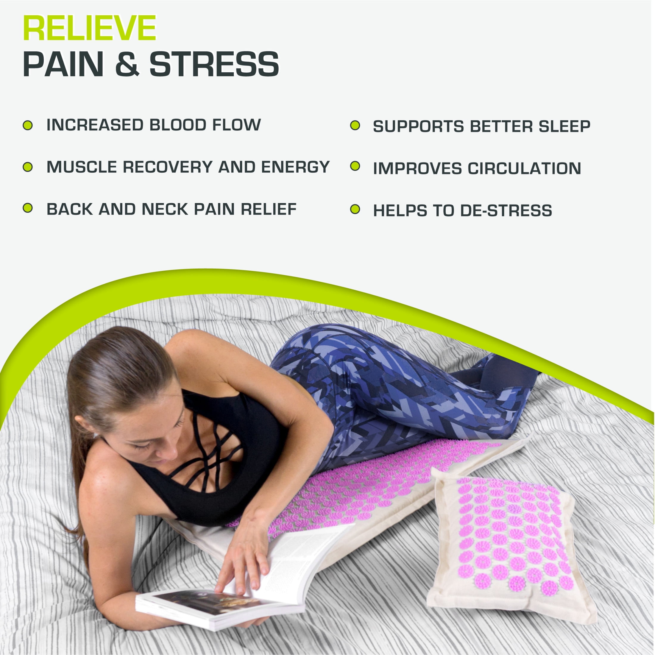 ProsourceFit Ki Acupressure Mat and Pillow Set for Relieving Back/Neck Pain
