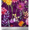 thumbnail image 1 of Soimoi Purple Georgette Viscose Fabric Leaves & Wildflower Flower Printed Fabric 1 Yard 42 Inch Wide, 1 of 1