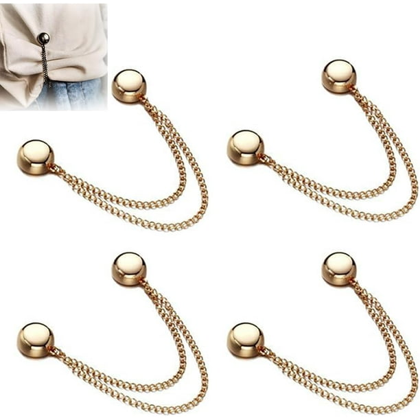 Clips magnéticos multifunción para ropa, clips magnéticos para ropa Propositiony, paquete de 4 potentes imanes Hijab con cadena, clips de botones de mayor resistencia (4PCS-C)