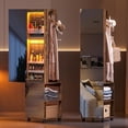 thumbnail image 7 of 360° Rotating Jewelry Armoire with Sliding Full Length Mirror, 63'' Floor Standing 3 Color Dimmable Jewelry Organizer with 4 Wheels, Jewelry Cabinet with Rear Storage Shelves, 7 of 7