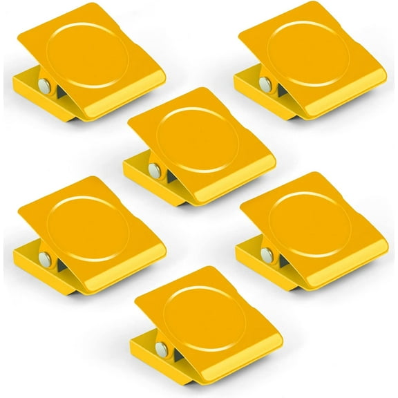 6 Pack Magnetic Clips Heavy Duty, Fridge Magnets Clips, Strong Magnets for Whiteboard, Refrigerator, Home, School, Office (Orange)