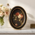 thumbnail image 2 of Home Decor Collection 6x8 Gold Ornate Rose Still Life Oval Framed Wall Art, Vintage Floral Canvas Artwork with Black and Gold Resin Frame, Botanical Tabletop or Wall Décor, 2 of 11