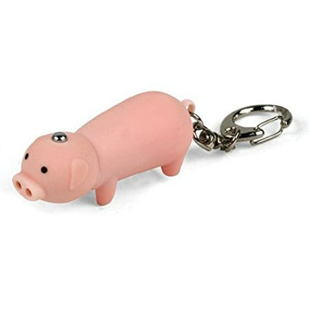 Pink Pig Keychain Key Ring Safety LED Light Finder, Holds multiple keys or attaches to an existing keyring By