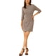 thumbnail image 2 of INSPIRE CHIC Vestido de cuadros con cuello de pie y mangas 3/4 para mujer XS Marrón claro, 2 of 6