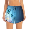 thumbnail image 2 of Vsdgher Butterflies And Waterlily In Water Print Women's Running Double Layer Shorts High Waisted with Pockets Elastic Yoga Workout Athletic Gym Sports, 2 of 8