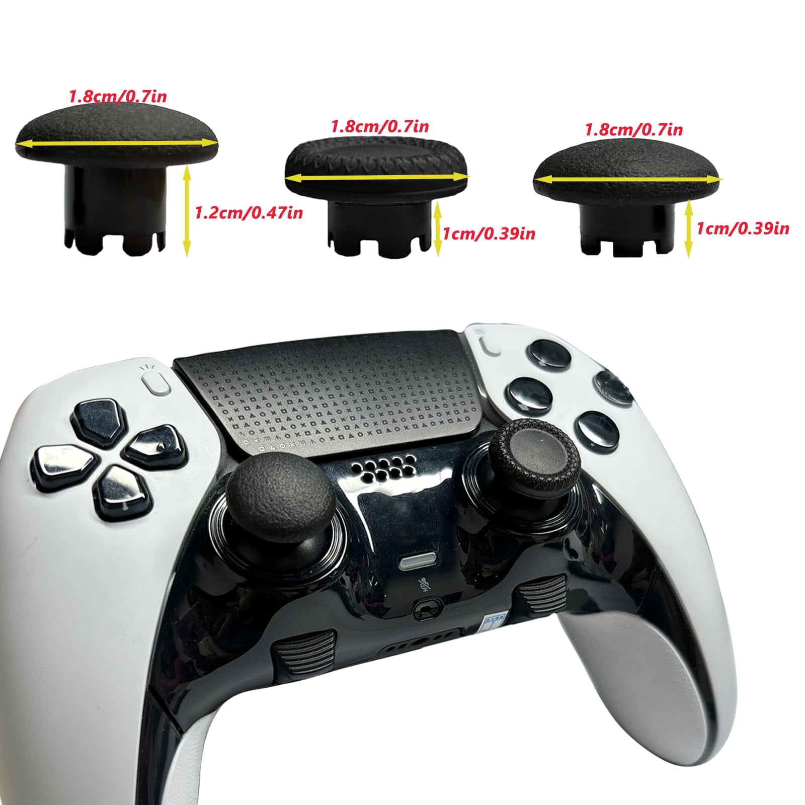 10-in-1 Metal Thumbsticks Replacement for PS5 Dualsense Edge Controller,4 Metallic Back Paddles Triggers Buttons Repair Parts for PS5 Edge Controller with 6 Analog Joysticks(Black)