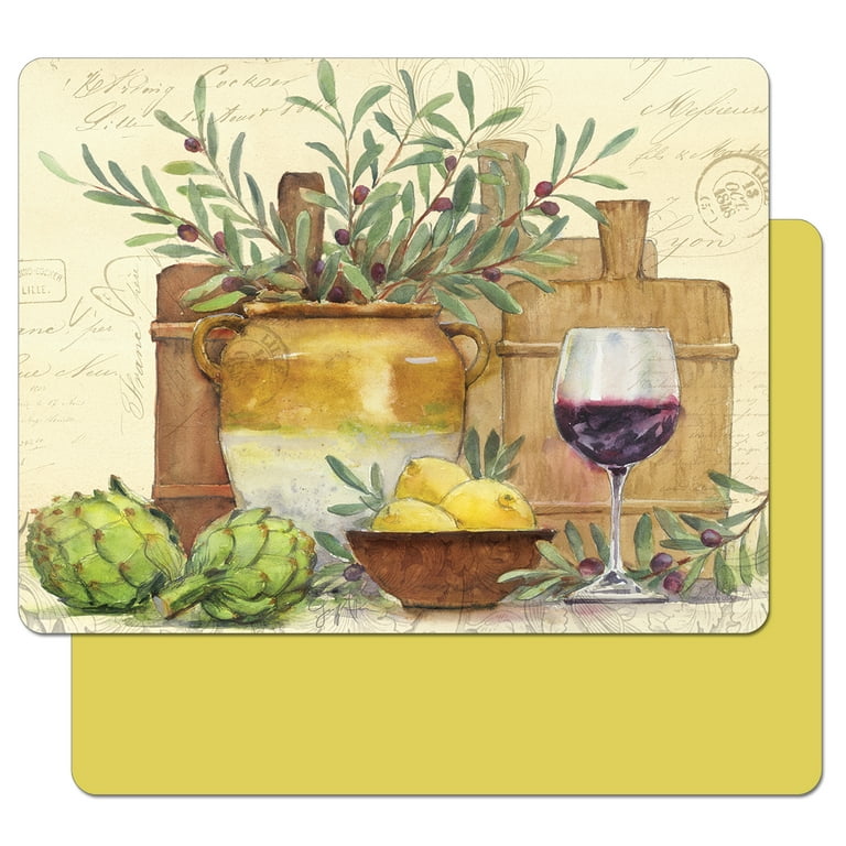 Cut N' Funnel Rustic Wine/Citrus 2 Pack Flexible Plastic Cutting Board Mat 15 inch by 11.5 inch, Size: 15 x 11.5 x 0.08