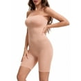 thumbnail image 4 of INSPIRE CHIC Women's Tube Top Shapewear Bodysuits Tummy Control Butt Lifter Body Shaper Strapless Mid Thigh Jumpsuit XL Beige, 4 of 5