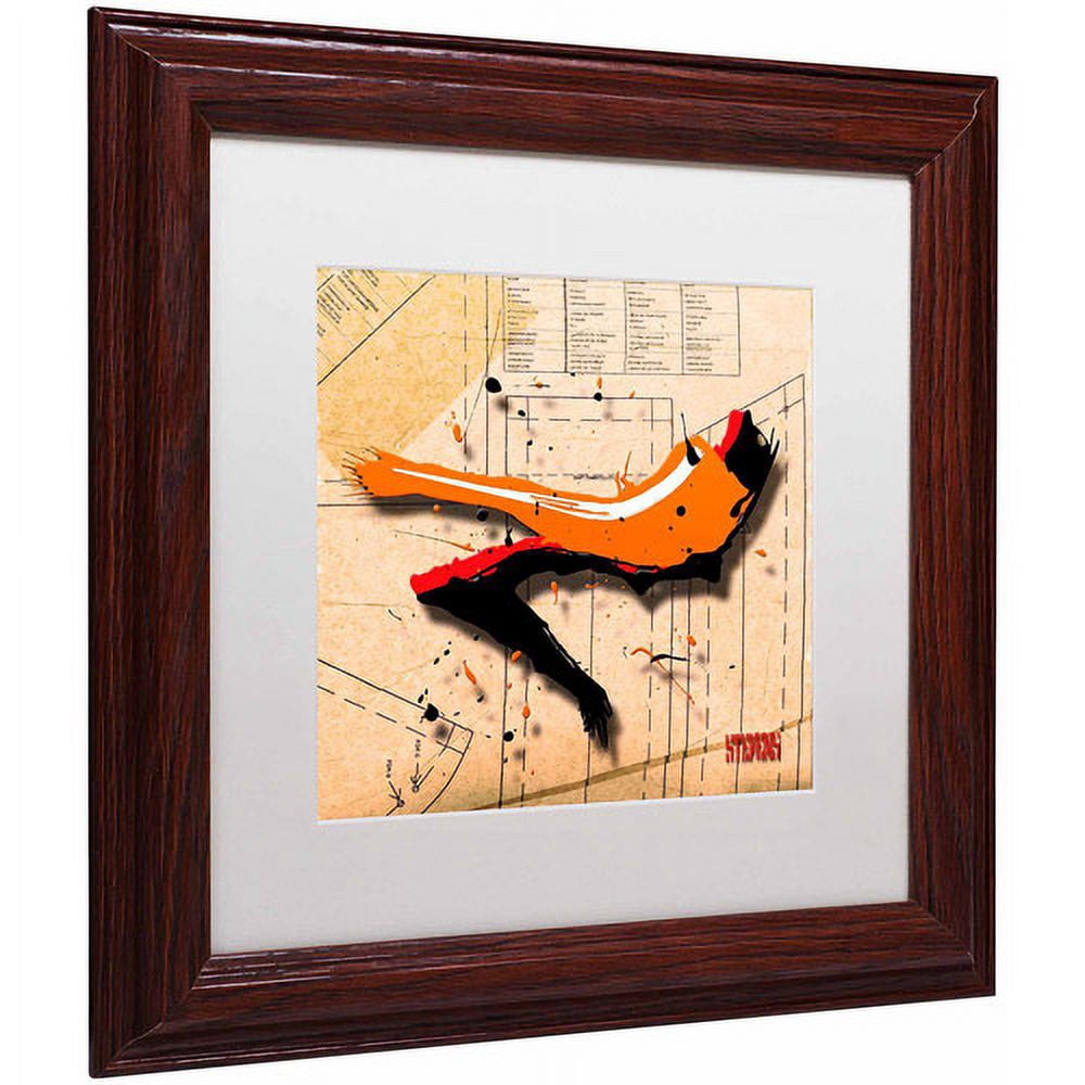 Trademark Fine Art "Suede Heel Orange" Canvas Art by Roderick Stevens, White Matte, Wood Frame