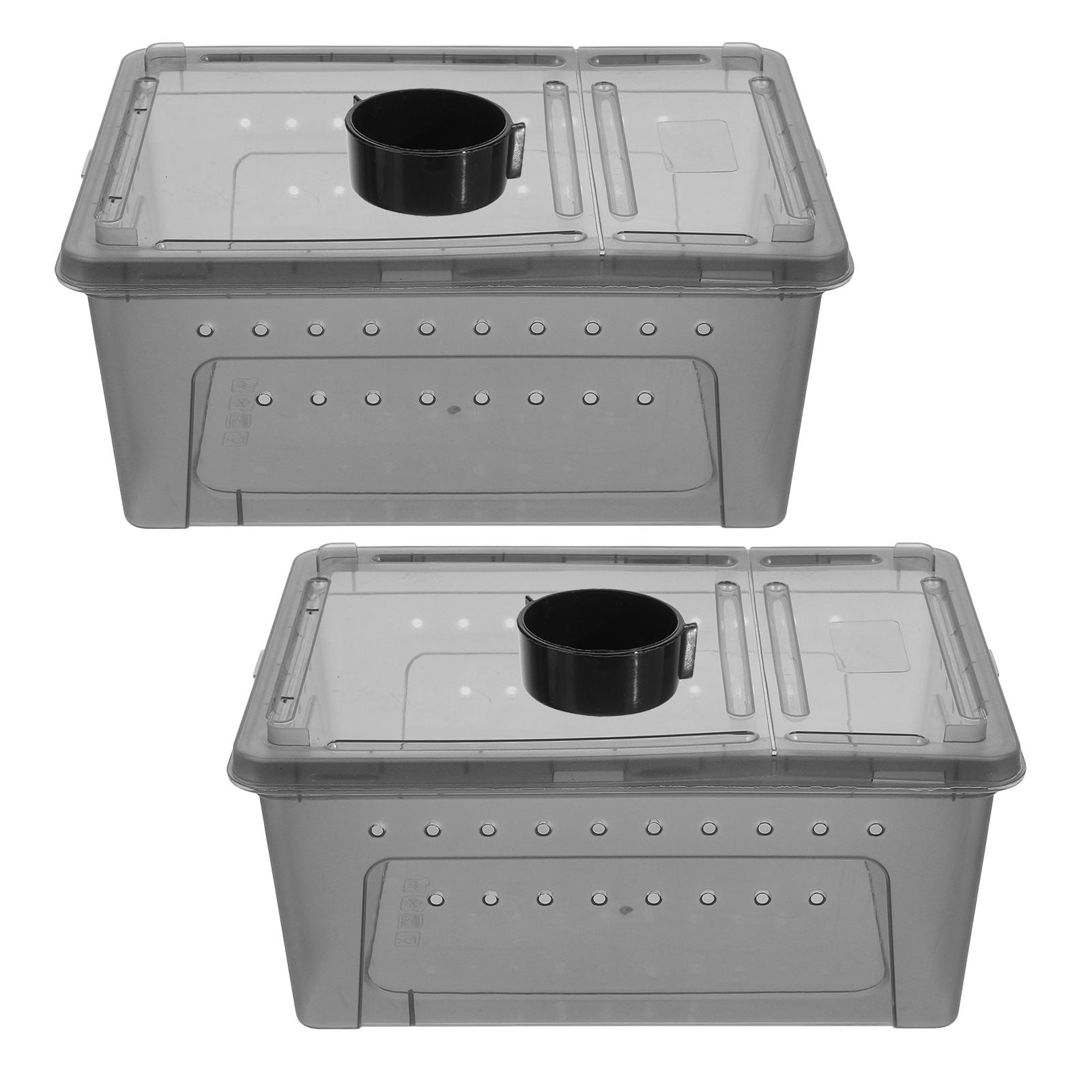 BESTYASH Black Plastic Reptile Terrarium Breeding Box with Clear Water Bowl Habitat for Tarantulas, Frogs, and Small Amphibians