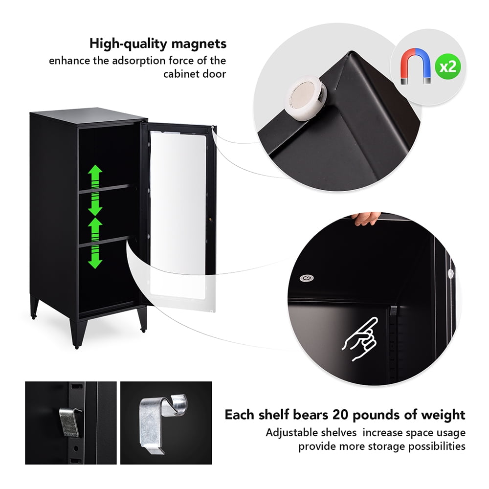 Private Jungle Freestanding Metal Storage Cabinet with 2 Adjustable Shelves and Locking Doors Private Jungle Freestanding Metal Storage Cabinet with 2 Adjustable Shelves and Locking Doors
