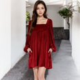 thumbnail image 2 of Women's Long Sleeve Dress with Chic Design and Flattering Fit - X Large, Burgundy, 2 of 7