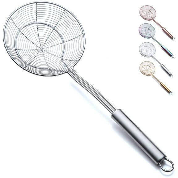 ReaNea Kitchen Strainer Spider Skimmer Spoon for Cooking, Stainless Steel Tomato Food Slotted Pasta Spoon for Frying