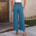 thumbnail image 2 of Women's wide-leg cropped wide-leg pants, flowy and casual , with pockets., 2 of 9