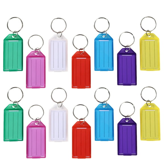 50pcs Colorful Key Chain with Label Window Tag Classified Tags Keyring Fobs Luggage ID Name Label Key Tag Key Chain Luggage Tag (Mixed Color)