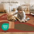 thumbnail image 4 of ODIKA 6'x9' Washable Area Rug Non-Slip, Easy Care, Terracotta Abstract Leaf Design Shapes with Modern Geometric Touch for Family Room, Living Room, Master Bedroom, 4 of 7