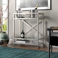 thumbnail image 3 of Evelyn&Zoe Wilson 30" Wide Rectangular Bar Cart, Satin Nickel, 3 of 7