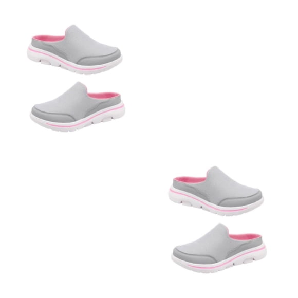 Zapatillas Qarigey 1 par toboganes de verano para niñas transpirables tacón plano diseño simple sandalias suela EVA gris rosa talla 35 2piezas