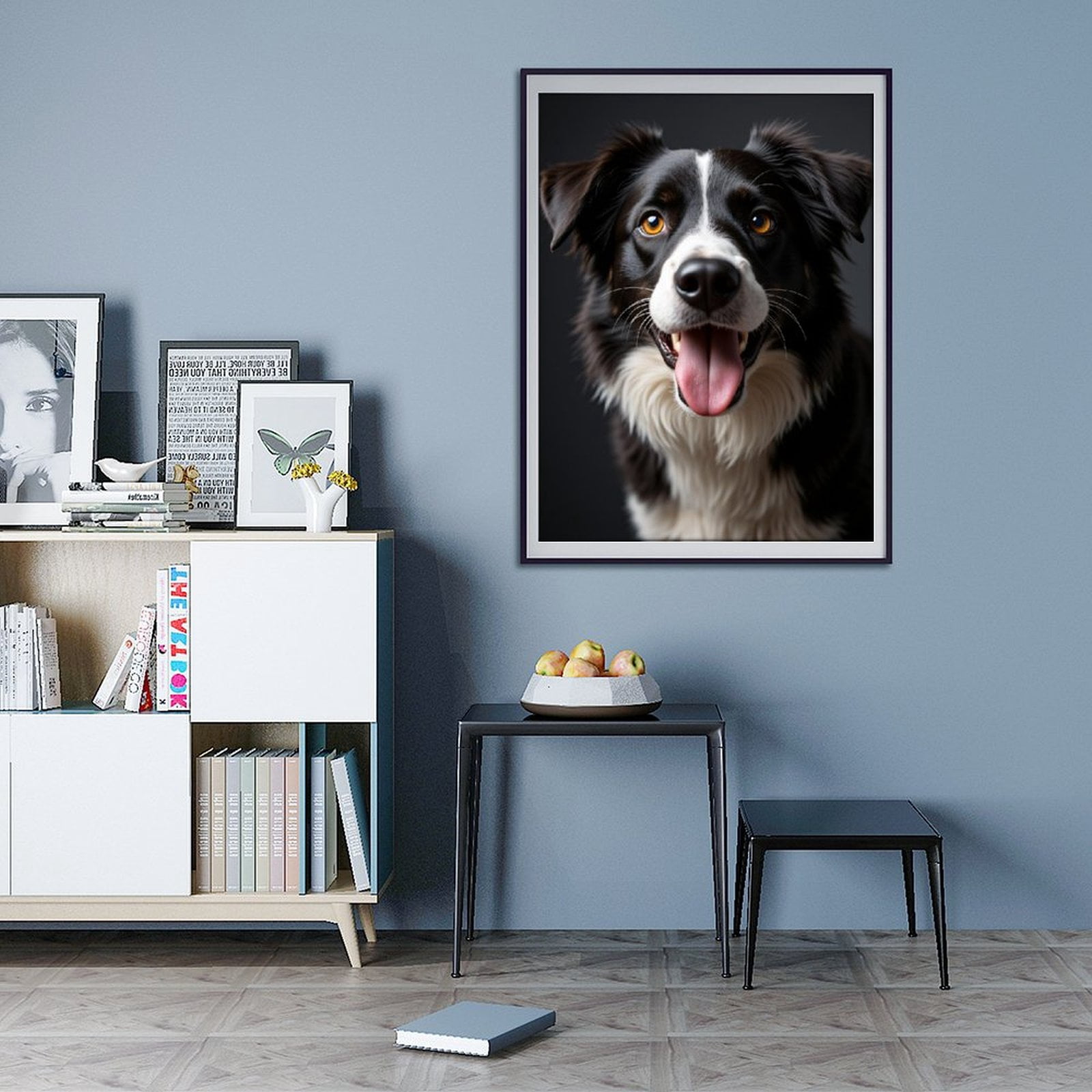 Diamond Art Kit for Adults, Smiling Dog Portrait Black White Diamond Painting for Adults Beginners, 5D DIY Diamond Art Painting Kits, Colorful Diamond Painting Craft for Home Decor 12x16