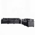 thumbnail image 3 of Modern Grey Corduroy 2-Seater Sofa Set with 8 Cushion Upholstery and Deep Seat Recliner, 3 of 19