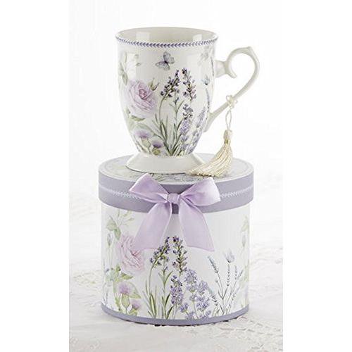 Delton Products Matching Keepsake Box Porcelain Mug in Lavender and Rose Pattern by Delton