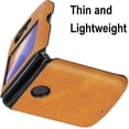 thumbnail image 5 of Compatible with Motorola Razr 5G (Razr 2nd Gen) 2020 Case, PU Leather Back Cover + Hard PC Protective Shell Slim Phone Case for Moto Razr 5G, Tan, 5 of 13