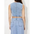 thumbnail image 6 of Women'S Denim Vest Sleeveless V Neck Jean Vest Top Button Down Crop Waistcoat Vest Blue S, 6 of 9