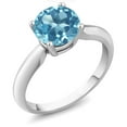 thumbnail image 3 of Gem Stone King 2.55 Cttw 8MM Round Swiss Blue Topaz 925 Sterling Silver Solitaire Engagement Ring for Women | Gemstone Birthstone | Available in Size 5, 6, 7, 8, 9, 3 of 5
