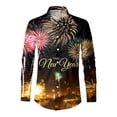 thumbnail image 2 of Camisas De Vestir Para Hombre Manga Larga Camisa de manga larga con solapa con botones y estampado digital 3D para hombre de Año Nuevo y Festival de Primavera (Blue, XXL), 2 of 5