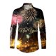 thumbnail image 2 of Camisas De Vestir Para Hombre Manga Larga Camisa de manga larga con solapa con botones y estampado digital 3D para hombre de Año Nuevo y Festival de Primavera (Blue, 3XL), 2 of 5