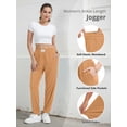 thumbnail image 3 of Airmenty Womens Casual Pants with Elastic Ankle Cuffs Tapered Lounge Pants Drawstring Elastic Waist Pants with Pockets, 3 of 7
