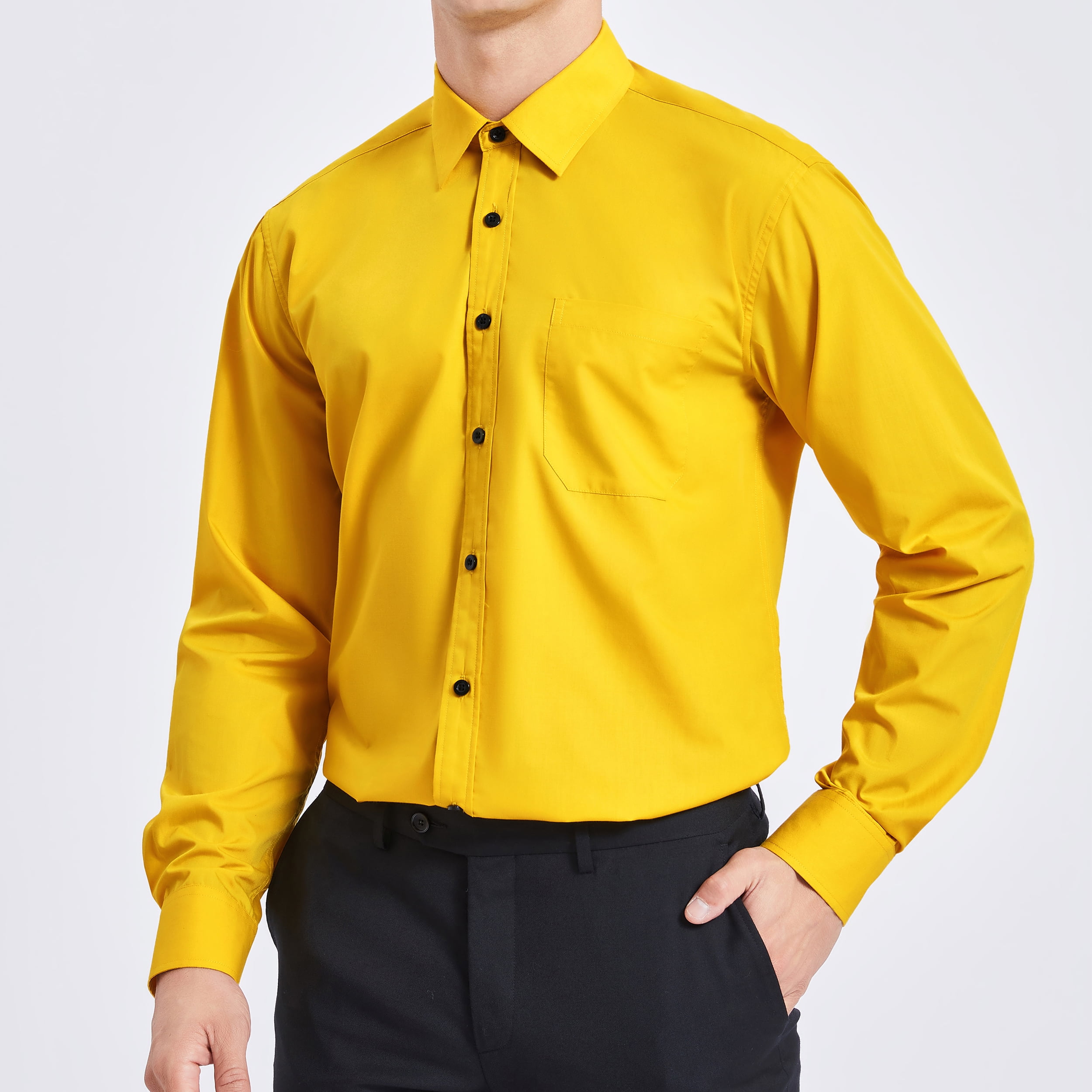 yellow dress shirt Black n Bianco Boys' Oxford Banana Yellow Long Sleeve Dress Shirt