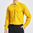 thumbnail image 4 of HISDERN Yellow Dress Shirts for Men Long Sleeve Casual Button Down Shirt Formal Business Gold 2XL, 4 of 11