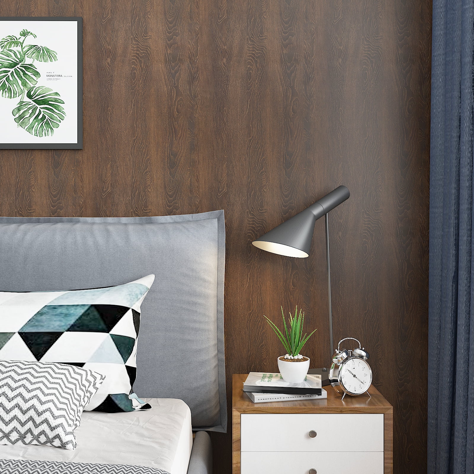 CHIHUT 17.7"x236" Dark Brown Wood Wallpaper Peel and Stick Countertop Contact Paper Waterproof Wood Grain Wallpaper for Kitchen Removable Self Adhesive Wood Vinyl Roll for Cabinets Shelf Liners