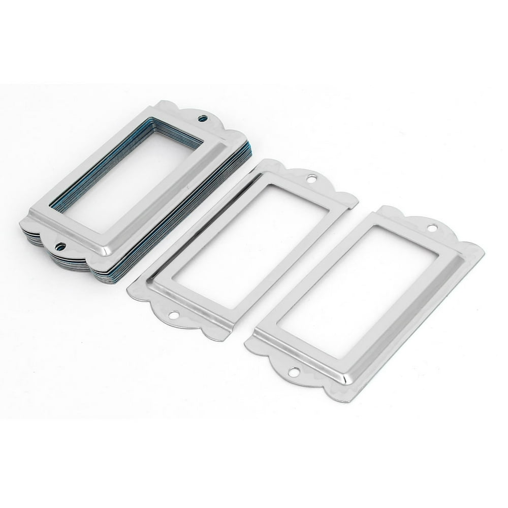 Office File Cabinet Tag Label Holders Frames Silver Tone 85mm X 42mm office-file-cabinet-tag-label-holders-frames-silver-tone-85mm-x-42mm