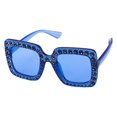 thumbnail image 1 of FLAWLESS Oversized Square Frame Bling Rhinestone Crystal Design Sunglasses For Women (Blue), 1 of 4
