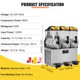 thumbnail image 4 of VEVOR Commercial Slushy Machine, 36L/9.6Gal Stainless Steel Margarita Smoothie Frozen Drink Maker, 150 Cup Triple Bowl Slushie Maker, 860W Slushie Machine, 4 of 9
