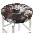 thumbnail image 3 of Balery Vintage Blue Floral Wolf Round Bar Stool Seat Covers Velvet Fabric Adjustable Protects from Scratches and Stains for 14-17 Inch Chair- 14 inch, 3 of 7