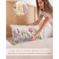 thumbnail image 5 of Satin Pillowcases King Size, Pink Tulip Summer Botanical Rustic Silk Pillow Cases for Hair and Skin with Zipper 2 Pack, Spring Floral Smooth Throw Pillow Covers for Sleeping, 20"x36", 5 of 6