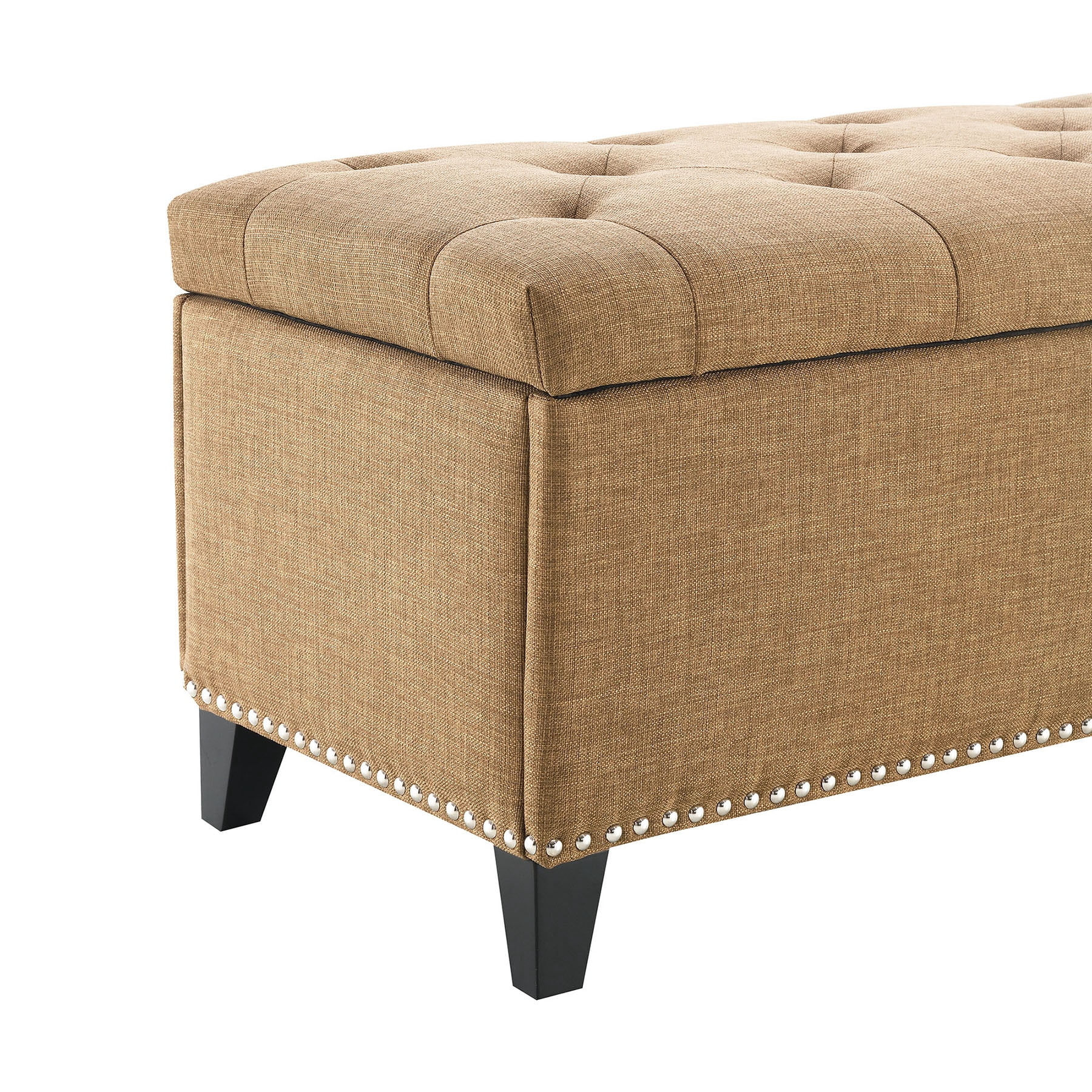 S-HOME Versatile 47.5-Inch Ottoman Storage Seat  with Safety Close Hinge, Teddy Upholstered Ottoman for Home Organization, Brown